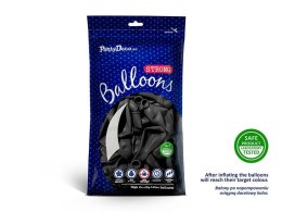 Balony Strong, Metaliczne Czarne, 30cm, 10 szt. Partydeco