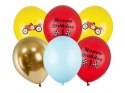 Balony lateksowe Happy Birthday, auto 30cm, 6 szt. Partydeco