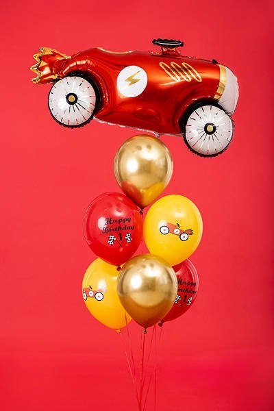 Balony lateksowe Happy Birthday, auto 30cm, 6 szt. Partydeco Balony lateksowe Happy Birthday, auto 30cm, 6 szt. Partydeco