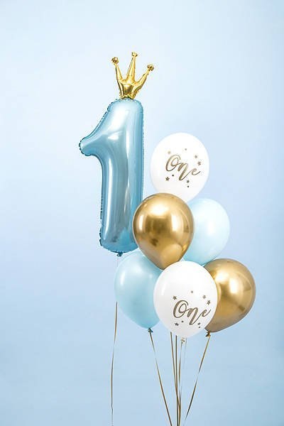 Balony lateksowe One, Pastel Light Blue Roczek 30cm, 6 szt. Partydeco Balony lateksowe One, Pastel Light Blue Roczek 30cm, 6 szt. Partydeco