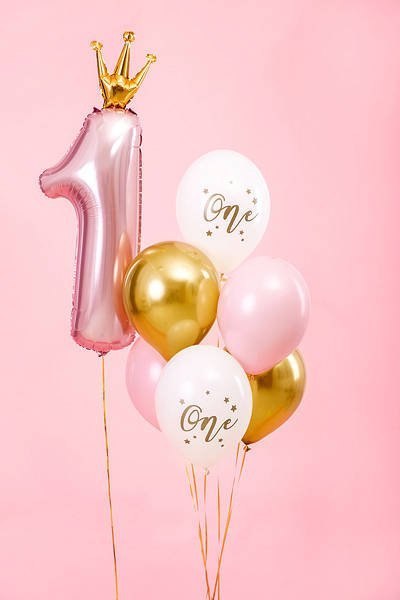 Balony lateksowe One, Pastel Pale Pink, Roczek 30cm, 6 szt. Partydeco Balony lateksowe One, Pastel Pale Pink, Roczek 30cm, 6 szt. Partydeco