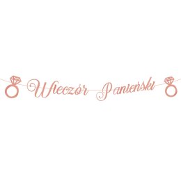 Baner Wieczór panieński, różowo złoty Rose Gold napis 150 cm VivaParty