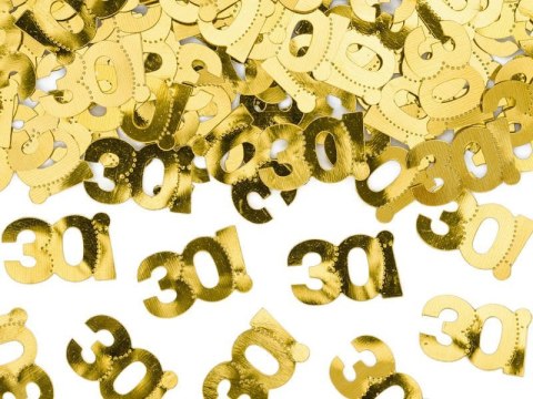 Konfetti metalizowane złote, liczba 30, 15g Partydeco Konfetti metalizowane złote, liczba 30, 15g Partydeco
