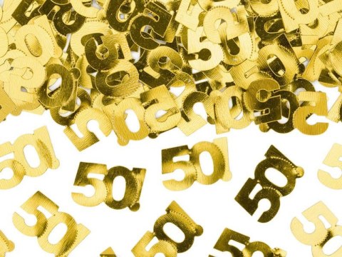 Konfetti metalizowane złote, liczba 50, 15g Partydeco Konfetti metalizowane złote, liczba 50, 15g Partydeco