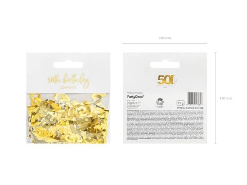 Konfetti metalizowane złote, liczba 50, 15g Partydeco Konfetti metalizowane złote, liczba 50, 15g Partydeco