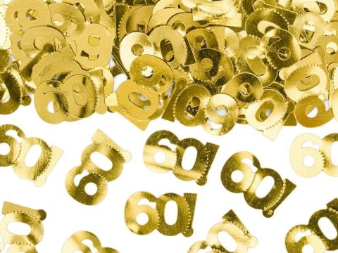 Konfetti metalizowane złote, liczba 60, 15g Partydeco Konfetti metalizowane złote, liczba 60, 15g Partydeco