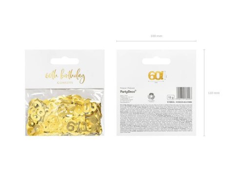 Konfetti metalizowane złote, liczba 60, 15g Partydeco Konfetti metalizowane złote, liczba 60, 15g Partydeco