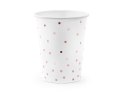 Kubeczki Kropki, Białe, rose gold 260ml Partydeco