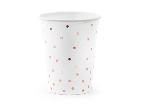 Kubeczki Kropki, Białe, rose gold 260ml Partydeco Kubeczki Kropki, Białe, rose gold 260ml Partydeco