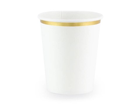Kubeczki, białe ze złotą obwódką, 260 ml EU Partydeco Kubeczki, białe ze złotą obwódką, 260 ml EU Partydeco