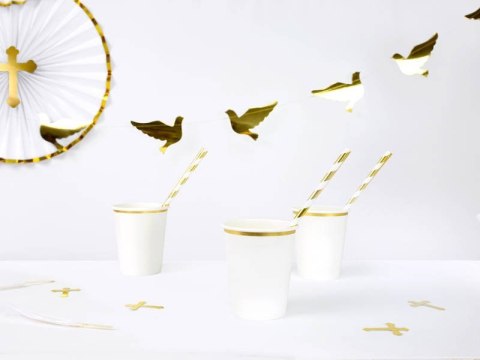 Kubeczki, białe ze złotą obwódką, 260 ml EU Partydeco Kubeczki, białe ze złotą obwódką, 260 ml EU Partydeco