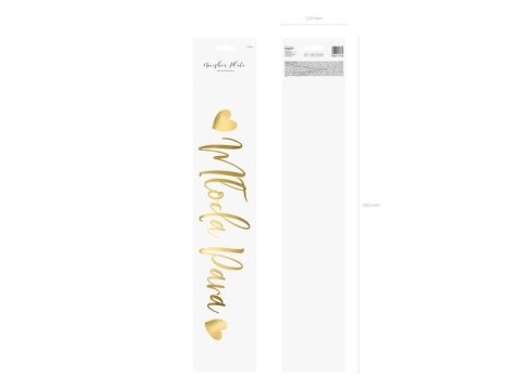 Tablica dekoracyjna do samochodu Młoda Para, złota, 52x11,5 Partydeco Tablica dekoracyjna do samochodu Młoda Para, złota, 52x11,5 Partydeco