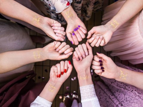 Tatuaże zmywalne Wieczór panieński, Team Bride, złote 13 szt. Partydeco Tatuaże zmywalne Wieczór panieński, Team Bride, złote 13 szt. Partydeco