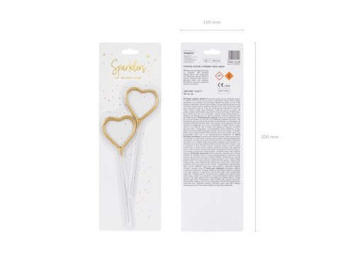 Zimne ognie złote serca 16,5 cm, 2 sztuki Partydeco Zimne ognie złote serca 16,5 cm, 2 sztuki Partydeco