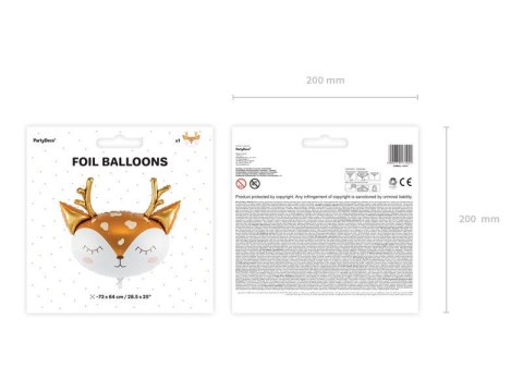Balon foliowy Jelonek głowa 73x64 cm Partydeco Balon foliowy Jelonek głowa 73x64 cm Partydeco
