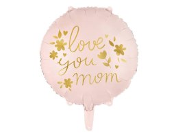 Balon foliowy Love you mom, różowy 45 cm Partydeco