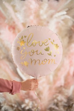 Balon foliowy Love you mom, różowy 45 cm Partydeco