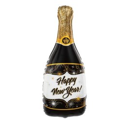 Balon foliowy Szampan Happy New Year czarny 100x49 cm VivaParty