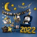 Balon foliowy gwiazda Happy New Year czarna 45 cm PartyPal