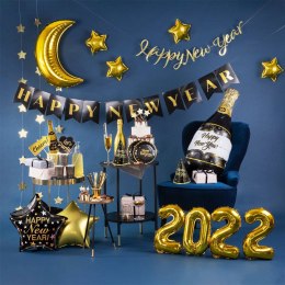 Balon foliowy gwiazda Happy New Year czarna 45 cm PartyPal