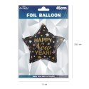 Balon foliowy gwiazda Happy New Year czarna 45 cm PartyPal