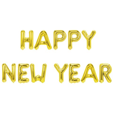 Balon foliowy napis Happy New Year złoty PartyPal Balon foliowy napis Happy New Year złoty PartyPal