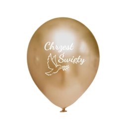 Balony Chrzest Święty złote Chrome, 30cm, 50 szt. Flowballoons