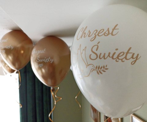 Balony Chrzest Święty złote Chrome, 30cm, 50 szt. Flowballoons Balony Chrzest Święty złote Chrome, 30cm, 50 szt. Flowballoons