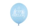 Balony Niebieskie urodzinowe, Happy Birthday 30cm, 6 szt. Partydeco