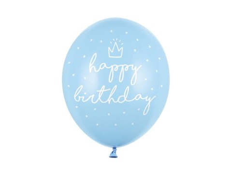 Balony Niebieskie urodzinowe, Happy Birthday 30cm, 6 szt. Partydeco Balony Niebieskie urodzinowe, Happy Birthday 30cm, 6 szt. Partydeco