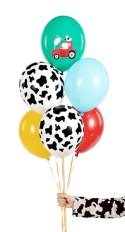 Balony lateksowe Farma, traktor 30cm, 6 sztuk Partydeco