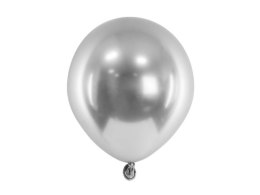 Balony lateksowe Glossy, Chrome, Srebrne, 12cm, 50 szt. Partydeco