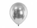 Balony lateksowe Glossy, Chrome, Srebrne, 30cm, 10 szt. Partydeco