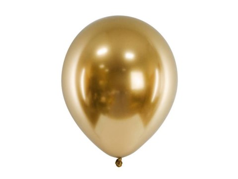 Balony lateksowe Glossy, Chrome, Złote, 30cm, 10 szt. Partydeco