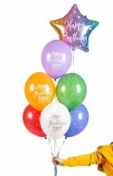 Balony lateksowe Happy birthday to you 30cm, 6 sztuk Partydeco