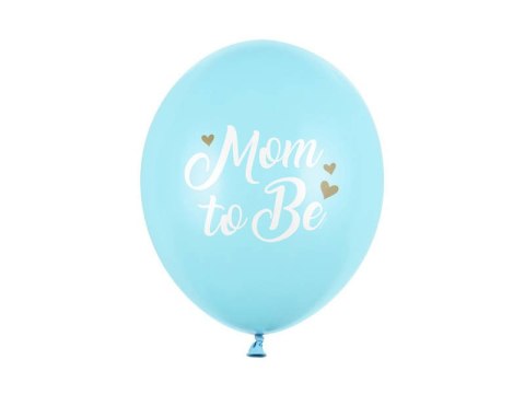 Balony lateksowe Mom to be, pastelowy niebieski 30cm, 6 sztuk Partydeco