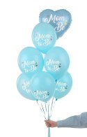 Balony lateksowe Mom to be, pastelowy niebieski 30cm, 6 sztuk Partydeco