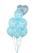 Balony lateksowe Mom to be, pastelowy niebieski 30cm, 6 sztuk Partydeco