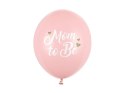 Balony lateksowe Mom to be, pastelowy różowy 30cm, 50 sztuk Partydeco