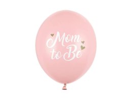 Balony lateksowe Mom to be, pastelowy różowy 30cm, 50 sztuk Partydeco