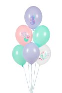 Balony lateksowe Morski świat syrenka 30cm, 6 sztuk Partydeco