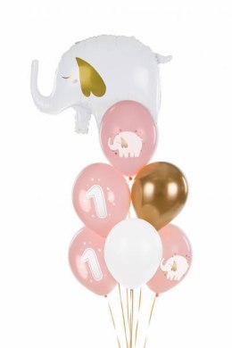 Balony lateksowe Roczek słonik, pastelowe różowe 30cm, 6 sztuk Partydeco