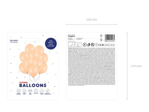 Balony lateksowe Strong, Brzoskwiniowy, Pastel Light Peach 30cm, 10 szt. Partydeco Balony lateksowe Strong, Brzoskwiniowy, Pastel Light Peach 30cm, 10 szt. Partydeco