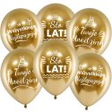 Balony lateksowe Urodzinowe Złote Chrome Sto Lat, 30cm, 10 szt. Flowballoons