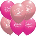 Balony lateksowe urodzinowe Sto Lat, różowe 30cm, 50 szt. Flowballoons