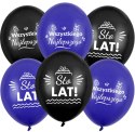 Balony urodzinowe Sto Lat, granatowe mix, 30cm, 50 szt. Flowballoons