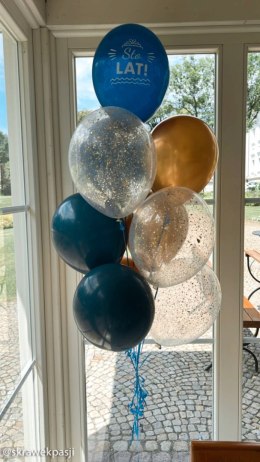 Balony urodzinowe Sto Lat, granatowe mix, 30cm, 50 szt. Flowballoons