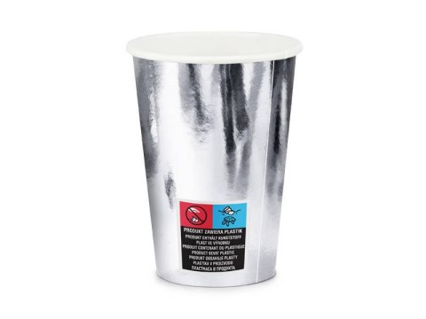 Kubeczki papierowe, srebrne 220ml (1 op. / 6 szt.) Partydeco Kubeczki papierowe, srebrne 220ml (1 op. / 6 szt.) Partydeco