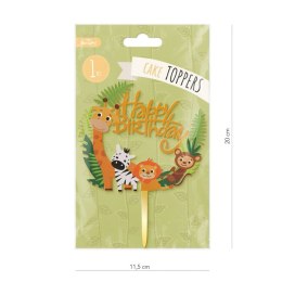 Topper na tort Happy Birthday zwierzątka, zoo 15 cm PartyPal