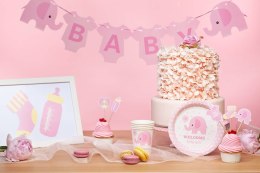 Toppery na Baby Shower dla dziewczynki słonik 5szt PartyPal